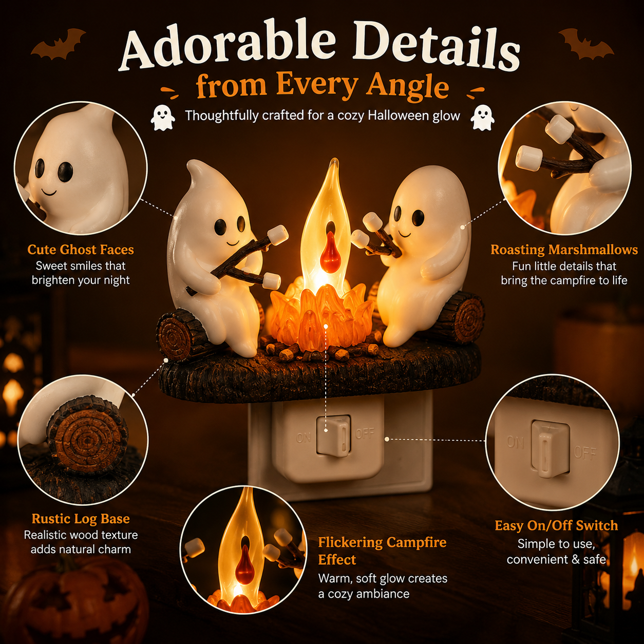 🔥 Last Day 50% OFF 👻 2026 New Ghost Campfire LED Night Light - Cozy Flickering Wall Flame