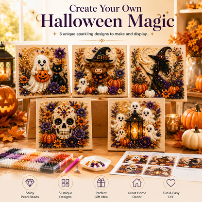 💥 Last Day 50% OFF – 2026 New 👻✨ Halloween Pearl Art DIY Kit – Turn Tiny Pearls into Spooky-Cute Magic
