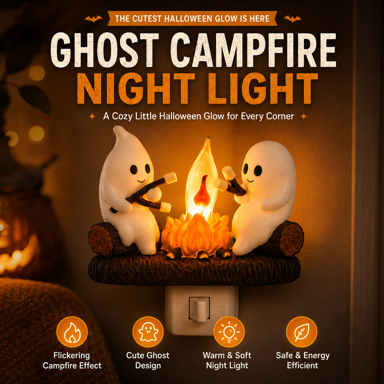 🔥 Last Day 50% OFF 👻 2026 New Ghost Campfire LED Night Light - Cozy Flickering Wall Flame