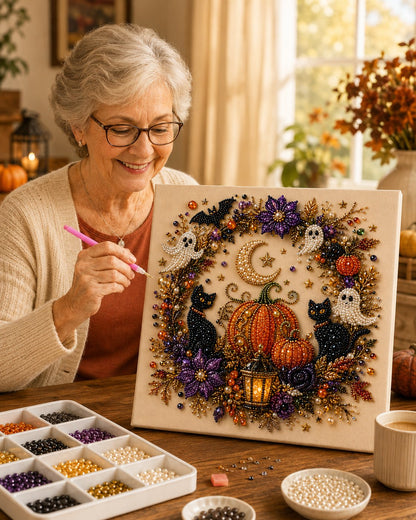 💥 Last Day 50% OFF – 2026 New 👻✨ Halloween Pearl Art DIY Kit – Turn Tiny Pearls into Spooky-Cute Magic
