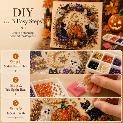 💥 Last Day 50% OFF – 2026 New 👻✨ Halloween Pearl Art DIY Kit – Turn Tiny Pearls into Spooky-Cute Magic