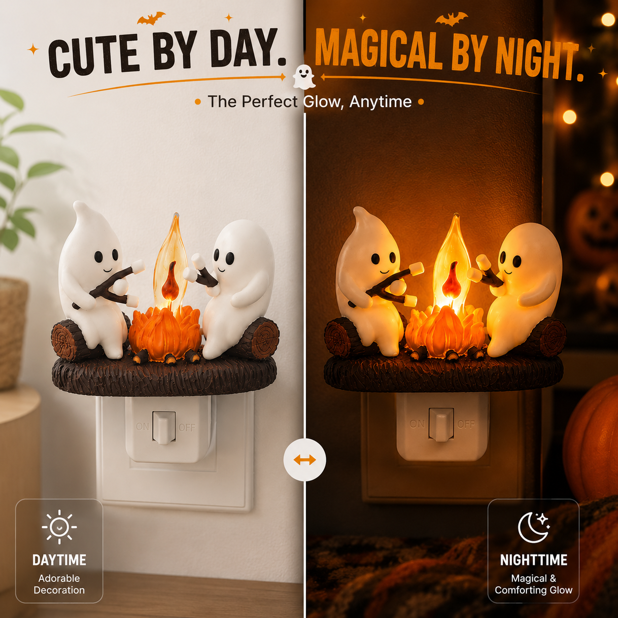 🔥 Last Day 50% OFF 👻 2026 New Ghost Campfire LED Night Light - Cozy Flickering Wall Flame