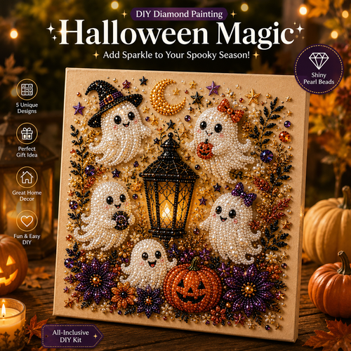 💥 Last Day 50% OFF – 2026 New 👻✨ Halloween Pearl Art DIY Kit – Turn Tiny Pearls into Spooky-Cute Magic