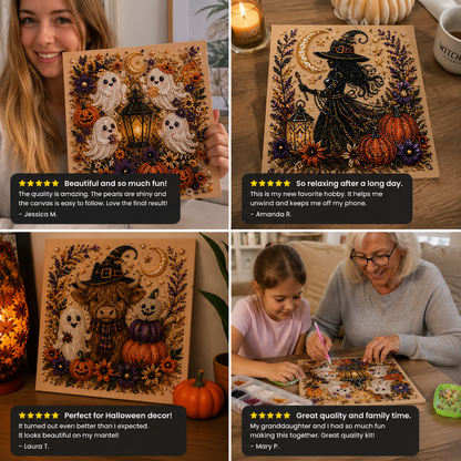 💥 Last Day 50% OFF – 2026 New 👻✨ Halloween Pearl Art DIY Kit – Turn Tiny Pearls into Spooky-Cute Magic