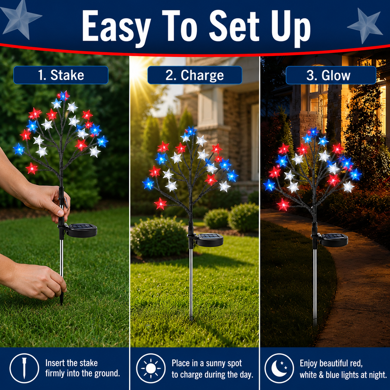 Red, White & Blue Yard Glow