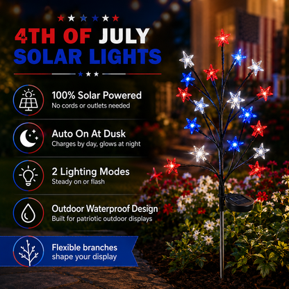 Solar Red, White & Blue Star Garden Lights