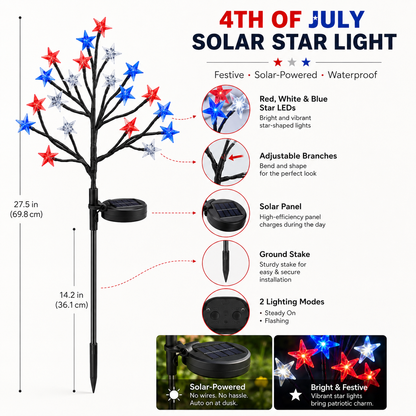 Solar Red, White & Blue Star Garden Lights