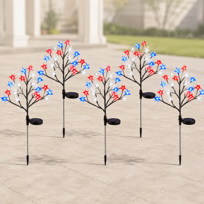 Red, White & Blue Yard Glow — Patriotic Solar Starburst Garden Lights