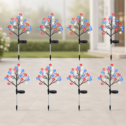 Red, White & Blue Yard Glow — Patriotic Solar Starburst Garden Lights