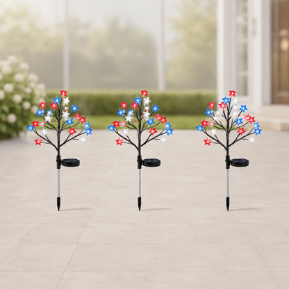 Red, White & Blue Yard Glow — Patriotic Solar Starburst Garden Lights