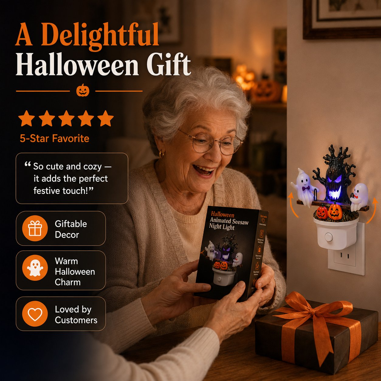 🔥Last Day 50% OFF🎃👻 2026 New Animated Seesaw Ghost Plug In LED Night Light